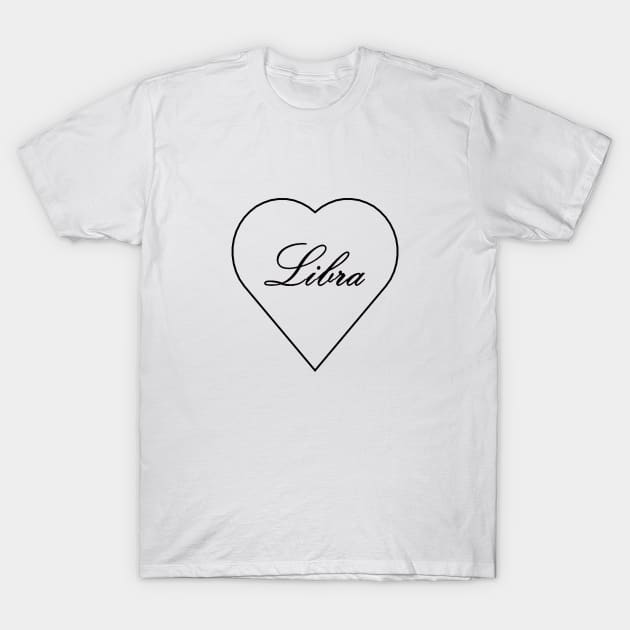 Libra Zodiac Heart T-Shirt by Steph Elle